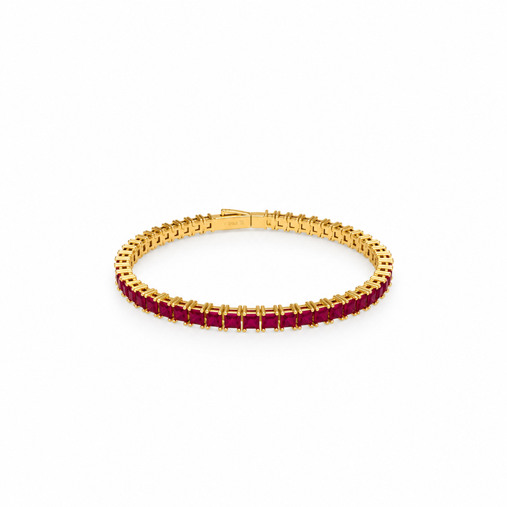 8.59 Ctw Red Zircon Flex Bangle in Brass Yellow Gold