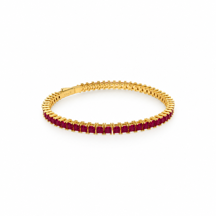 8.59 Ctw Red Zircon Flex Bangle in Brass Yellow Gold