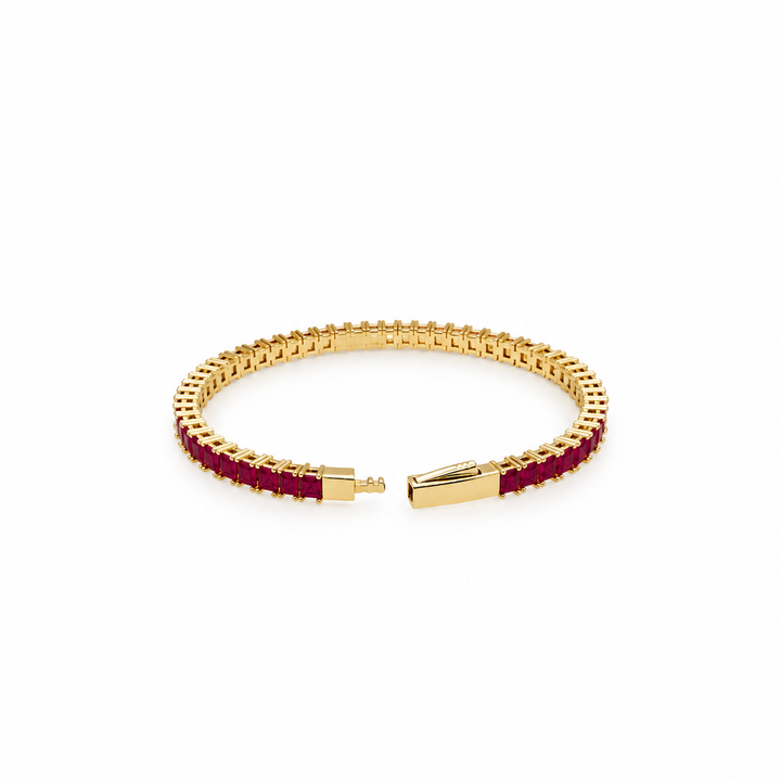 8.59 Ctw Red Zircon Flex Bangle in Brass Yellow Gold