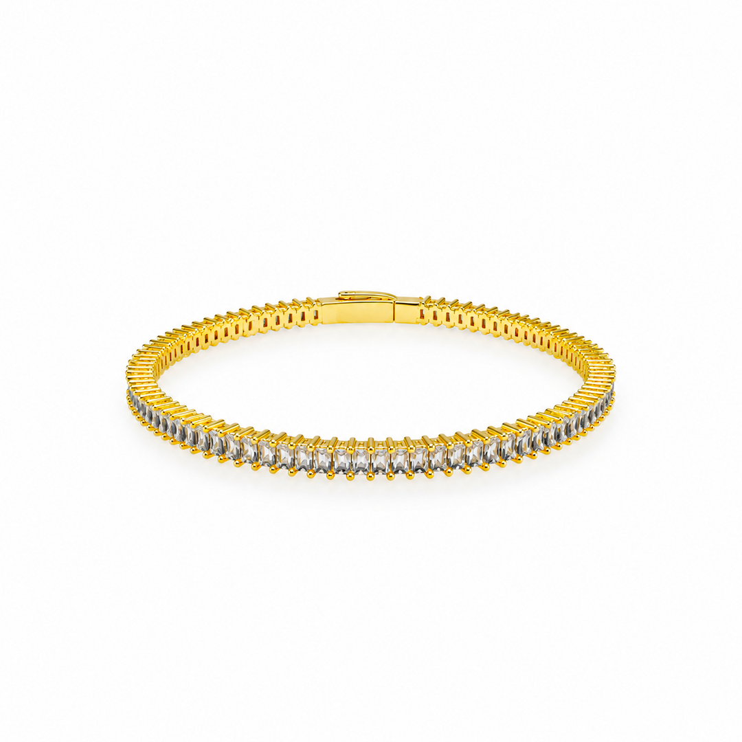 7.52 Ctw White Zircon Flex Bangle in Brass Yellow Gold