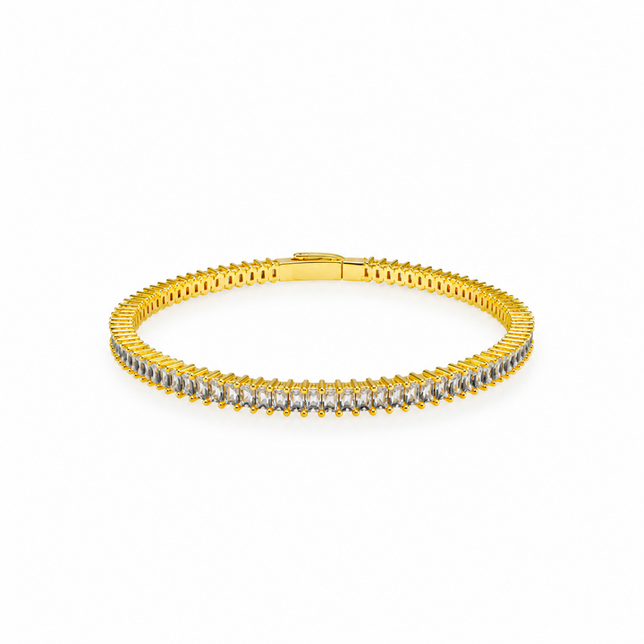 7.52 Ctw White Zircon Flex Bangle in Brass Yellow Gold