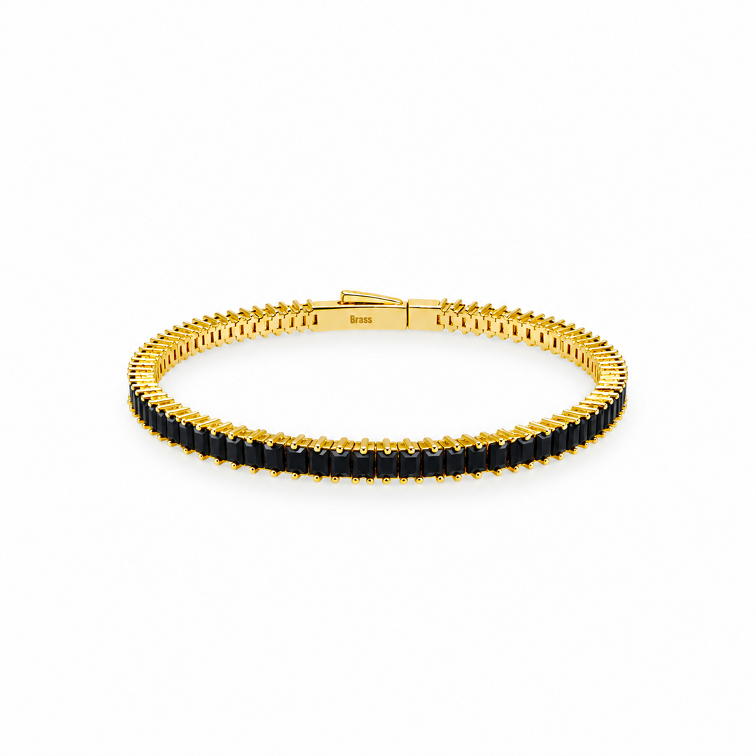 7.52 Ctw Black Spinel Flex Bangle in Brass Yellow Gold
