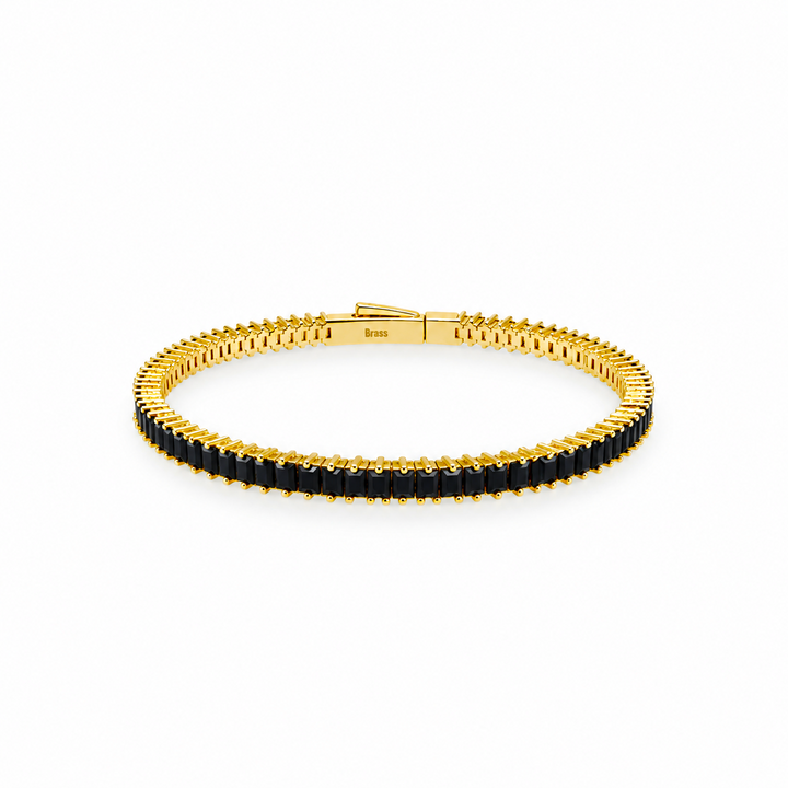 7.52 Ctw Black Spinel Flex Bangle in Brass Yellow Gold