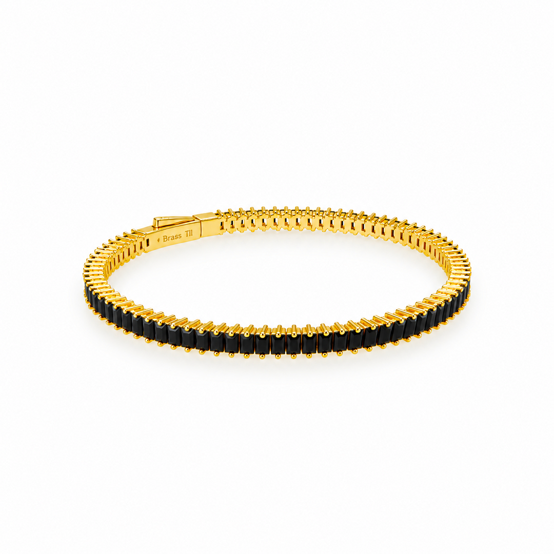 7.52 Ctw Black Spinel Flex Bangle in Brass Yellow Gold