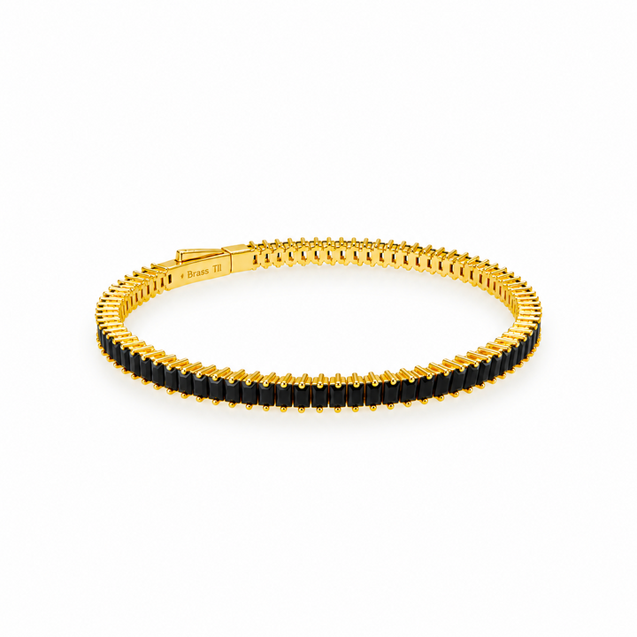 7.52 Ctw Black Spinel Flex Bangle in Brass Yellow Gold