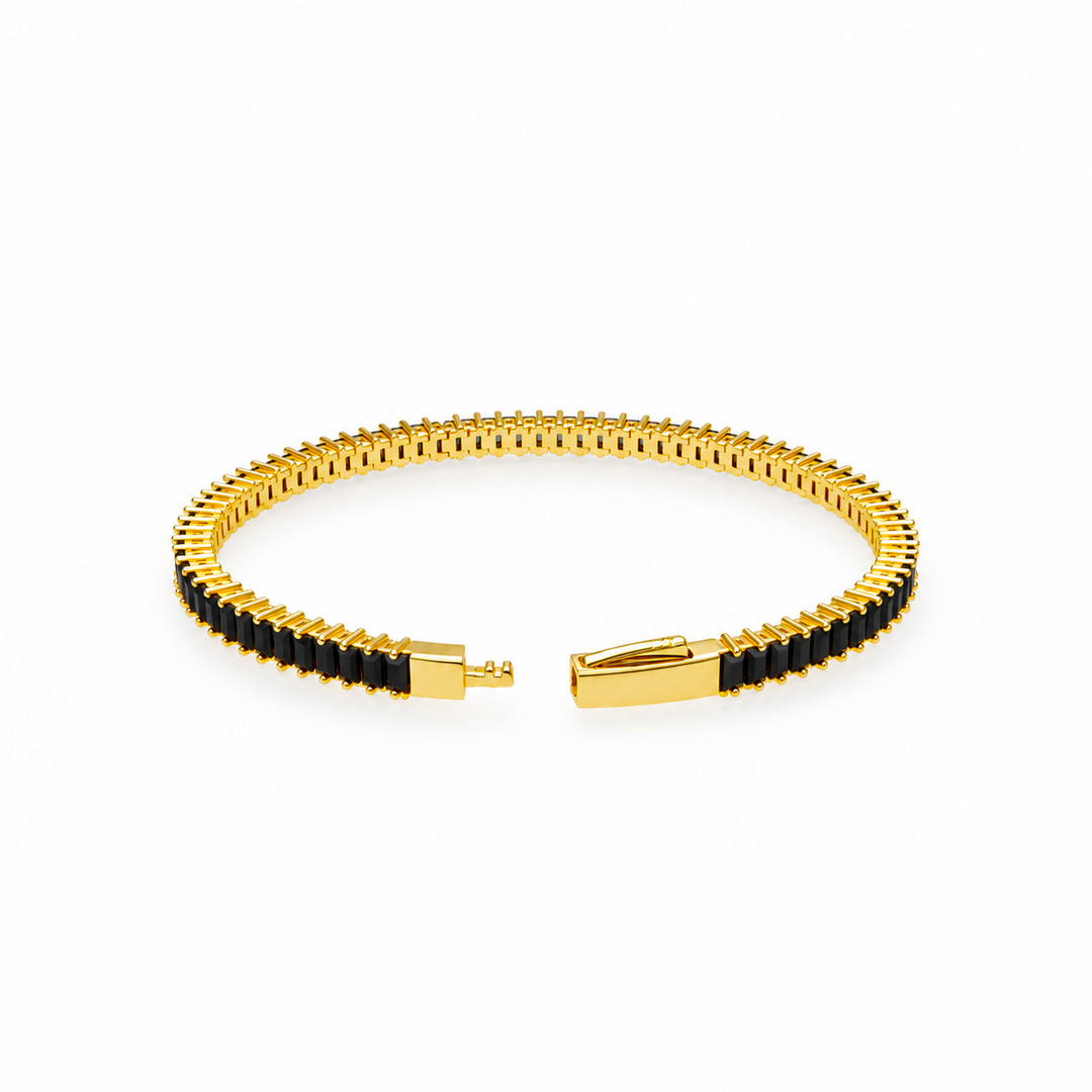 7.52 Ctw Black Spinel Flex Bangle in Brass Yellow Gold