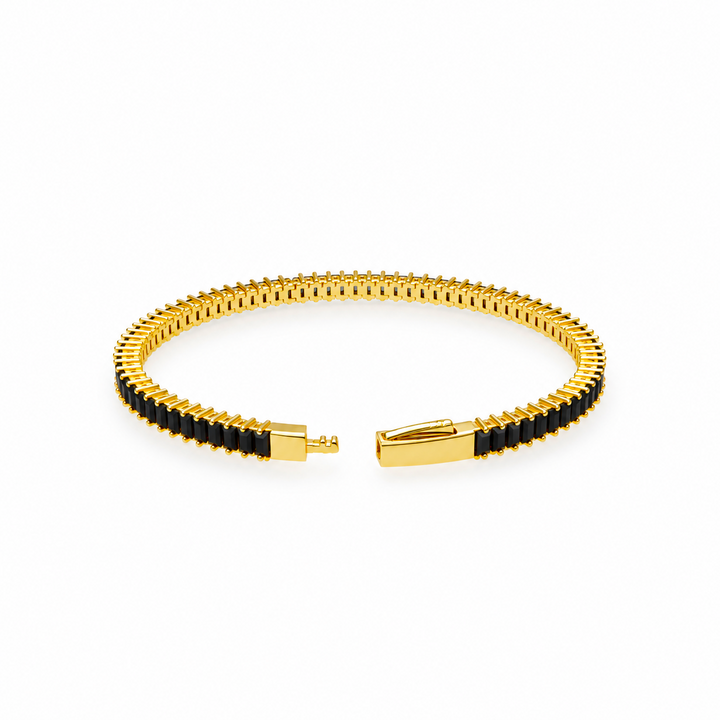7.52 Ctw Black Spinel Flex Bangle in Brass Yellow Gold