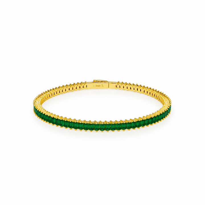 7.52 Ctw Green Zircon Flex Bangle in Brass Yellow Gold
