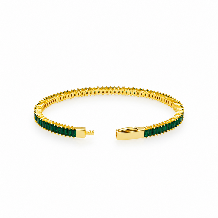 7.52 Ctw Green Zircon Flex Bangle in Brass Yellow Gold