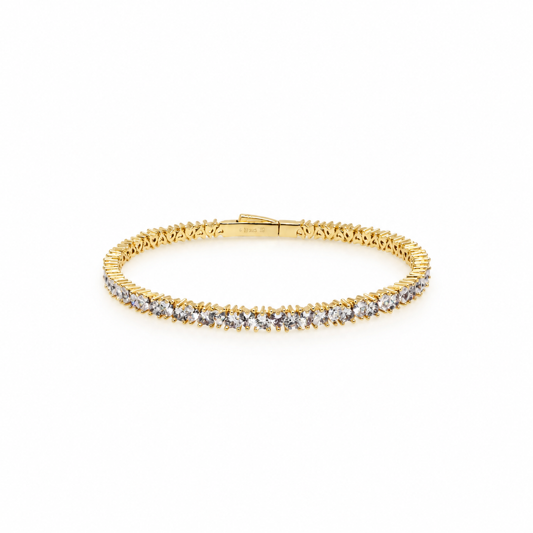 8.03 Ctw White Zircon Flex Bangle in Brass Yellow Gold