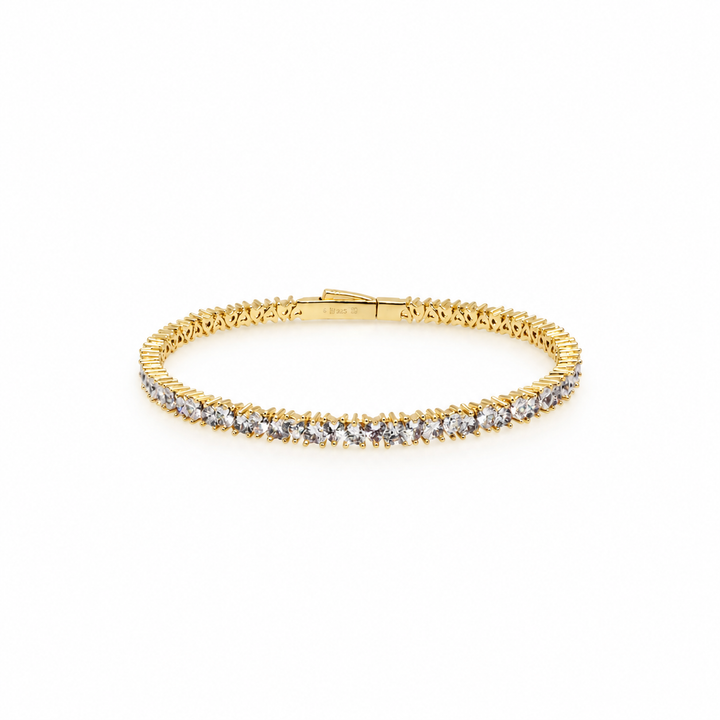 8.03 Ctw White Zircon Flex Bangle in Brass Yellow Gold