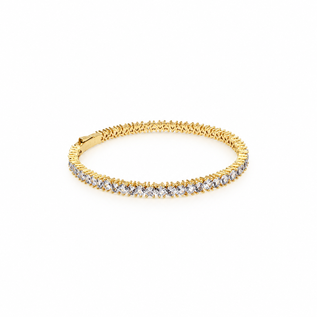 8.03 Ctw White Zircon Flex Bangle in Brass Yellow Gold