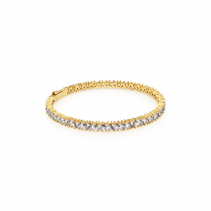 8.03 Ctw White Zircon Flex Bangle in Brass Yellow Gold