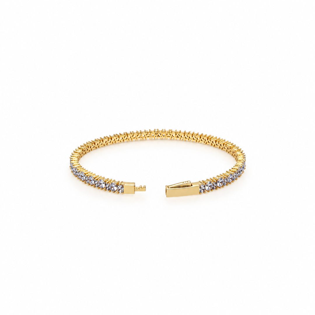 8.03 Ctw White Zircon Flex Bangle in Brass Yellow Gold