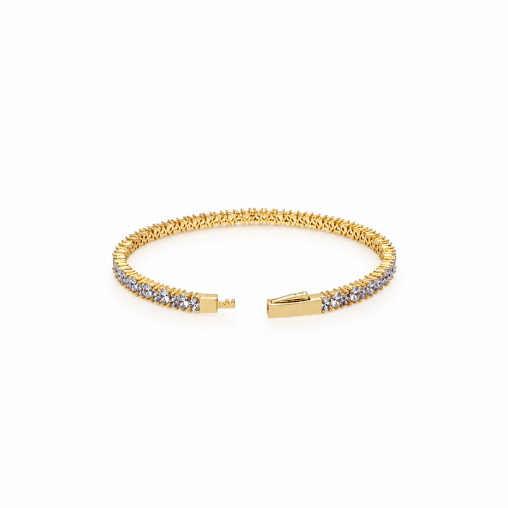 8.03 Ctw White Zircon Flex Bangle in Brass Yellow Gold