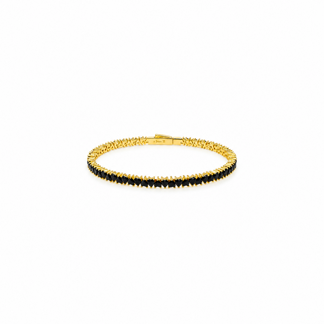 8.03 Ctw Black Spinel Flex Bangle in Brass Yellow Gold
