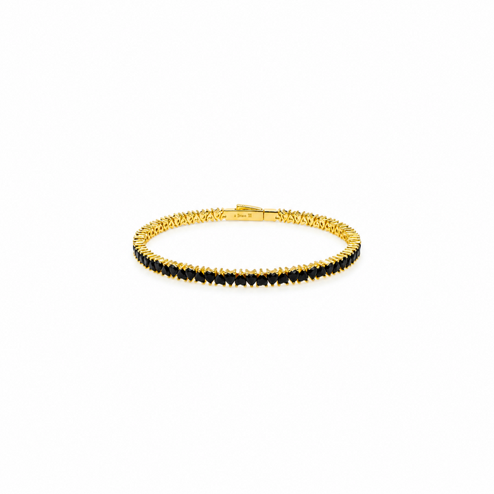 8.03 Ctw Black Spinel Flex Bangle in Brass Yellow Gold