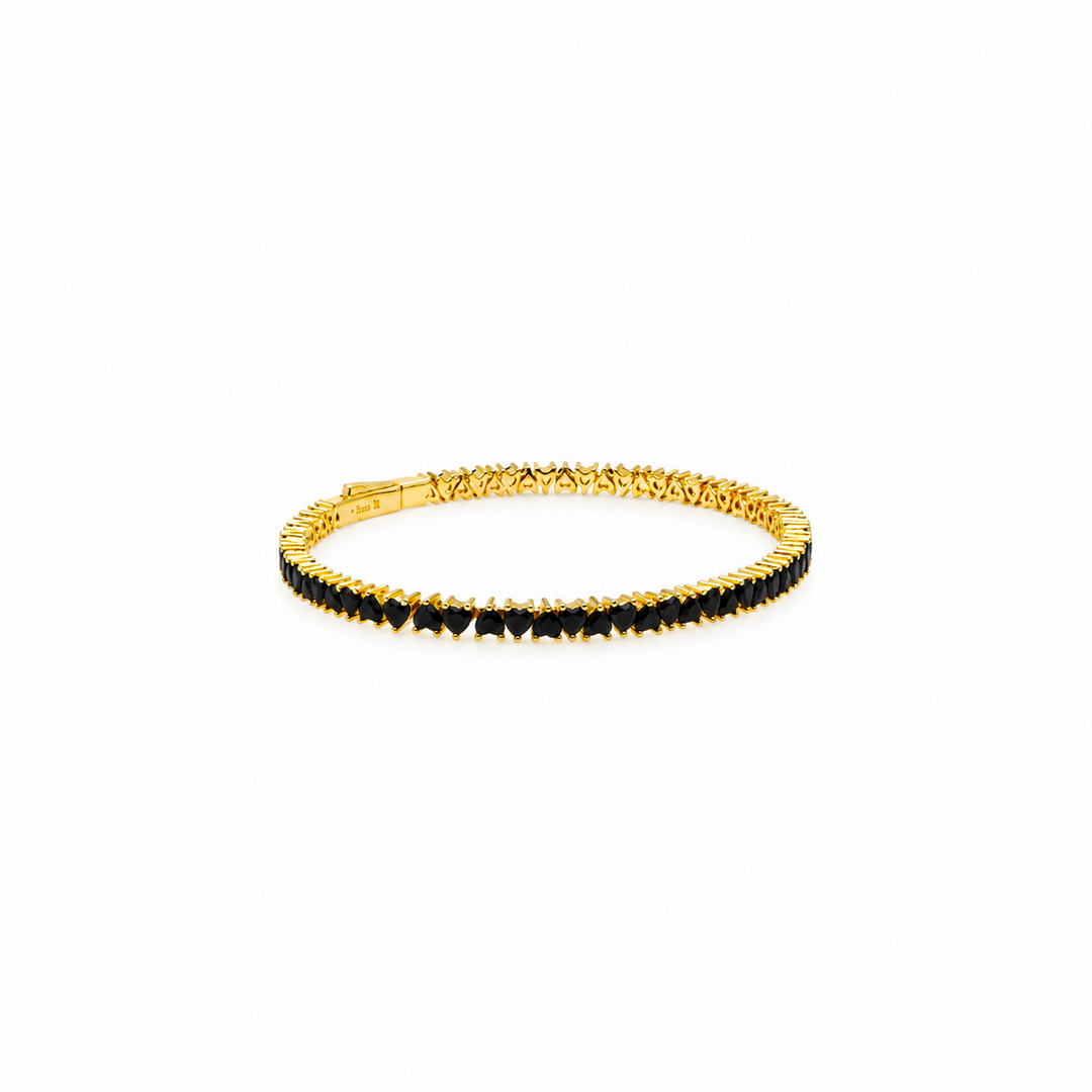 8.03 Ctw Black Spinel Flex Bangle in Brass Yellow Gold