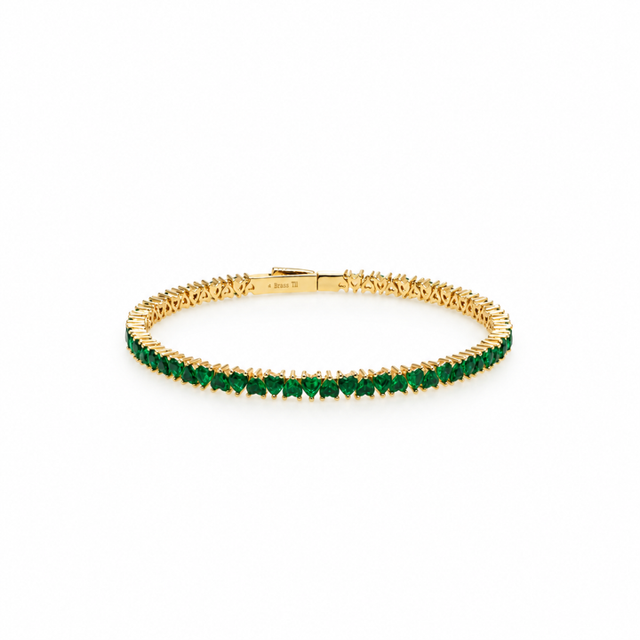 8.03 Ctw Green Zircon Flex Bangle in Brass Yellow Gold