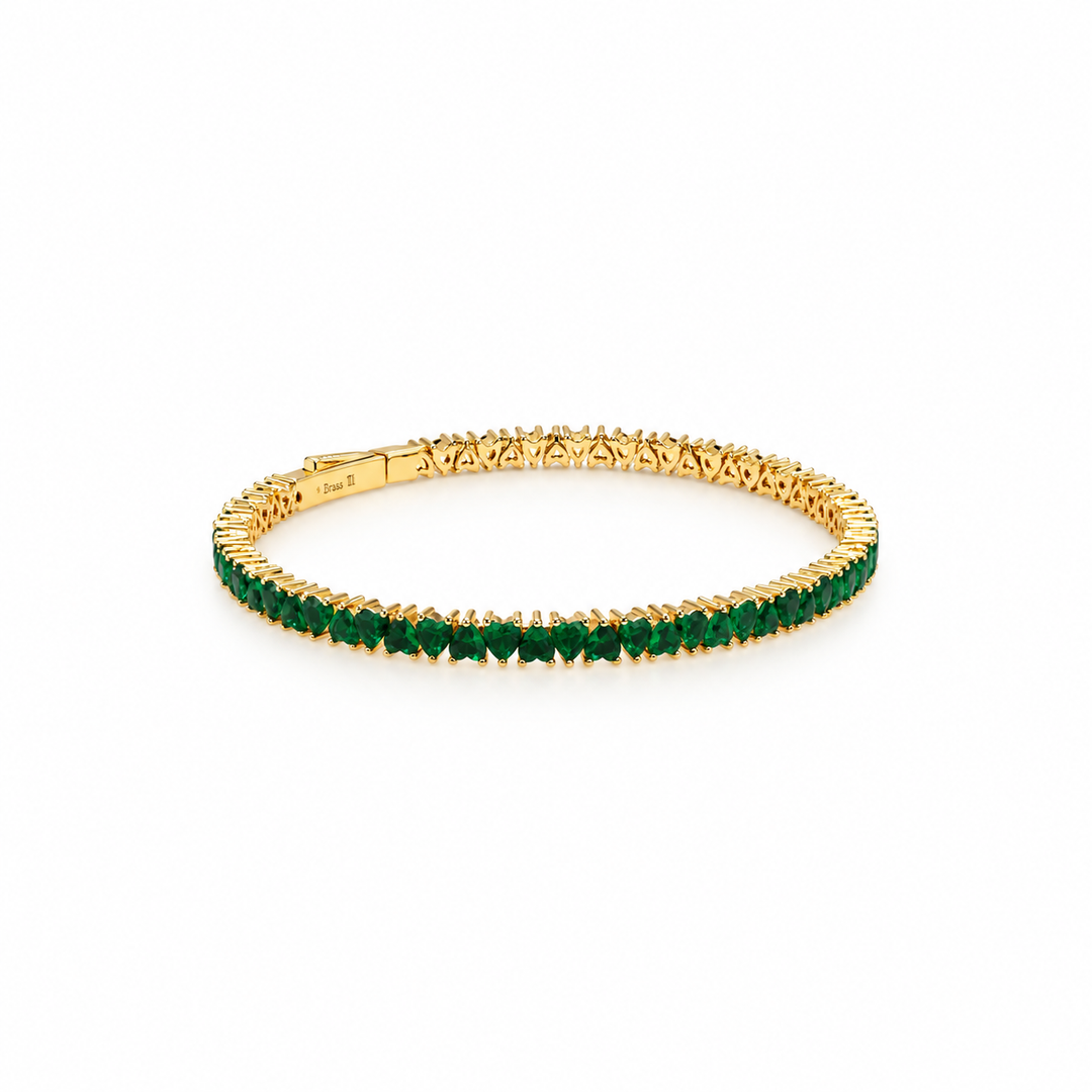 8.03 Ctw Green Zircon Flex Bangle in Brass Yellow Gold