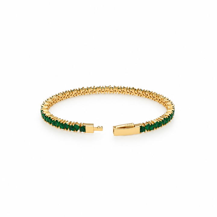 8.03 Ctw Green Zircon Flex Bangle in Brass Yellow Gold