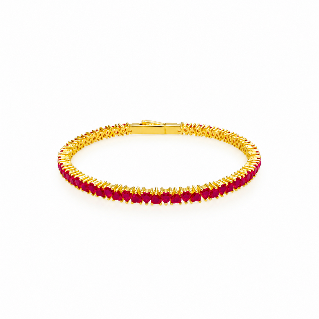 8.03 Ctw Red Zircon Flex Bangle in Brass Yellow Gold