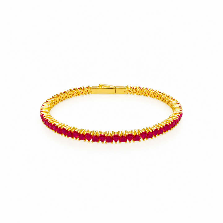 8.03 Ctw Red Zircon Flex Bangle in Brass Yellow Gold