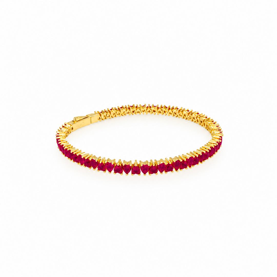 8.03 Ctw Red Zircon Flex Bangle in Brass Yellow Gold