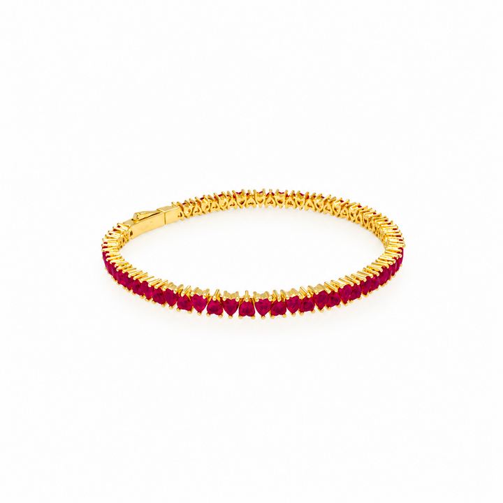 8.03 Ctw Red Zircon Flex Bangle in Brass Yellow Gold