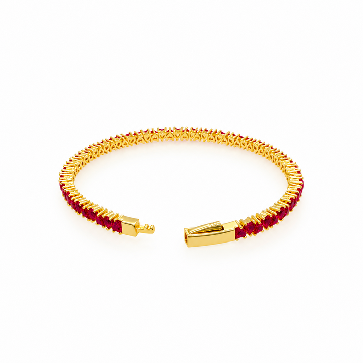 8.03 Ctw Red Zircon Flex Bangle in Brass Yellow Gold