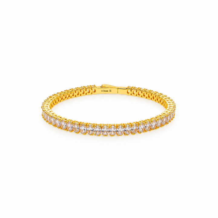 9.25 Ctw White Zircon Flex Bangle in Brass Yellow Gold