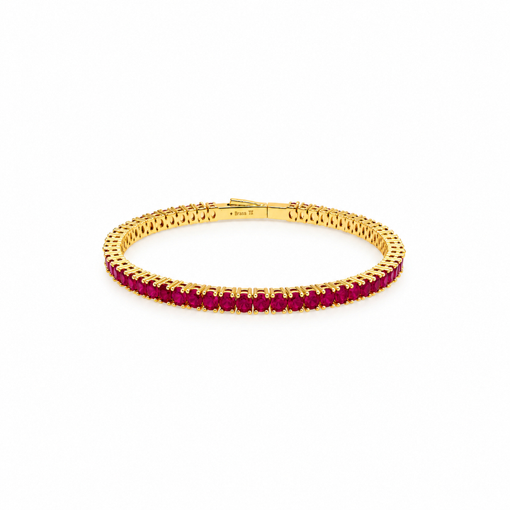 9.25 Ctw Red Zircon Flex Bangle in Brass Yellow Gold