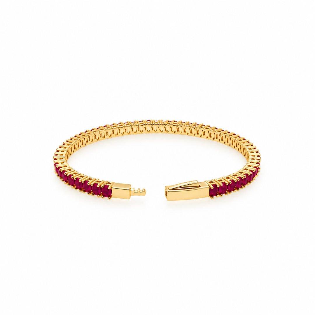 9.25 Ctw Red Zircon Flex Bangle in Brass Yellow Gold