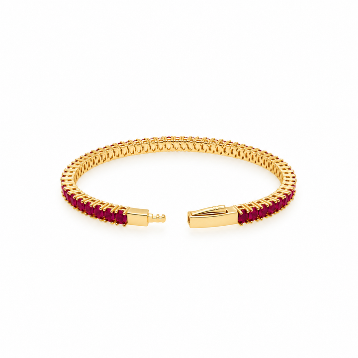 9.25 Ctw Red Zircon Flex Bangle in Brass Yellow Gold
