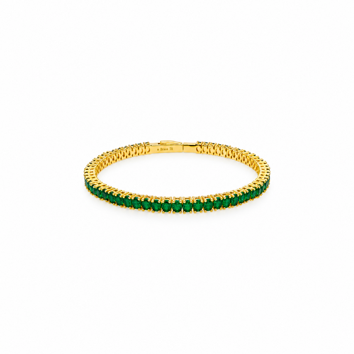9.25 Ctw Green Zircon Flex Bangle in Brass Yellow Gold