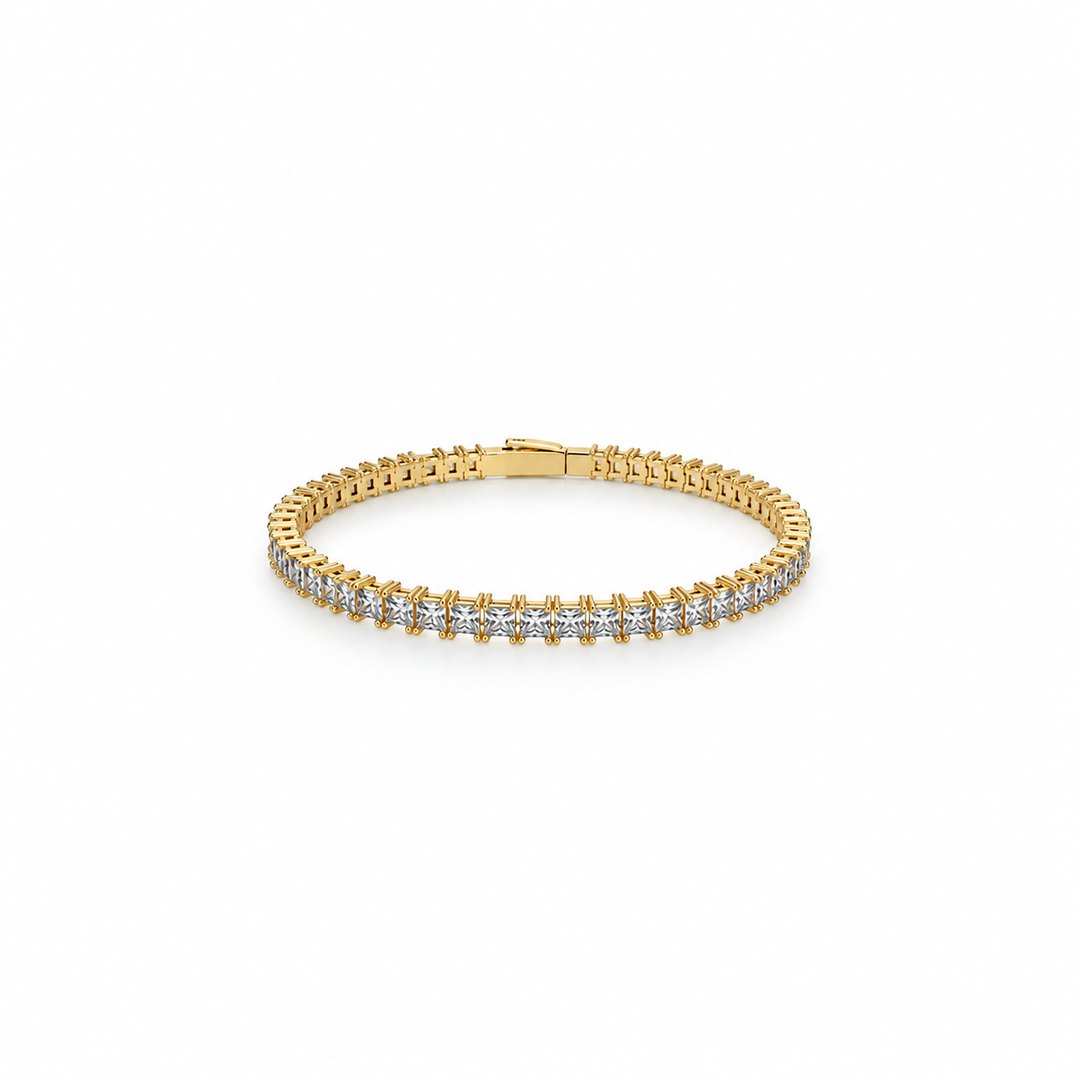 8.59 Ctw White Zircon Flex Bangle in Brass Yellow Gold