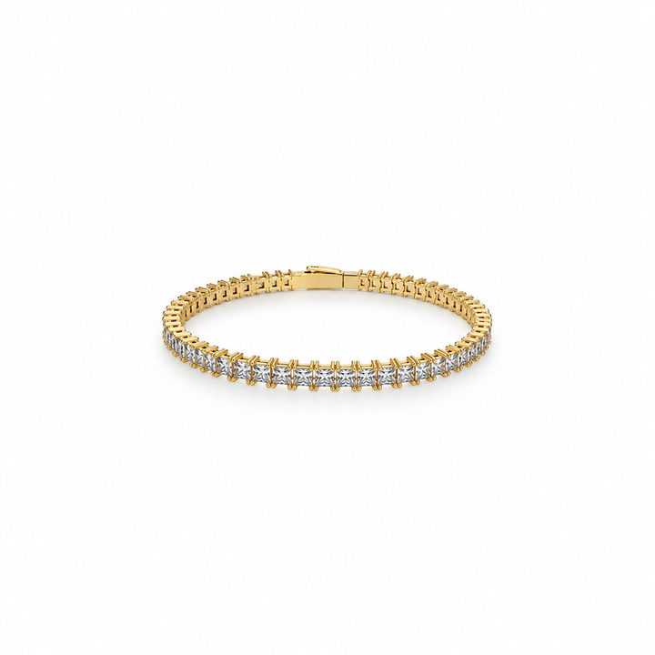 8.59 Ctw White Zircon Flex Bangle in Brass Yellow Gold