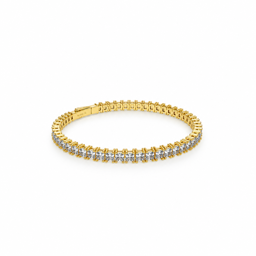 8.59 Ctw White Zircon Flex Bangle in Brass Yellow Gold