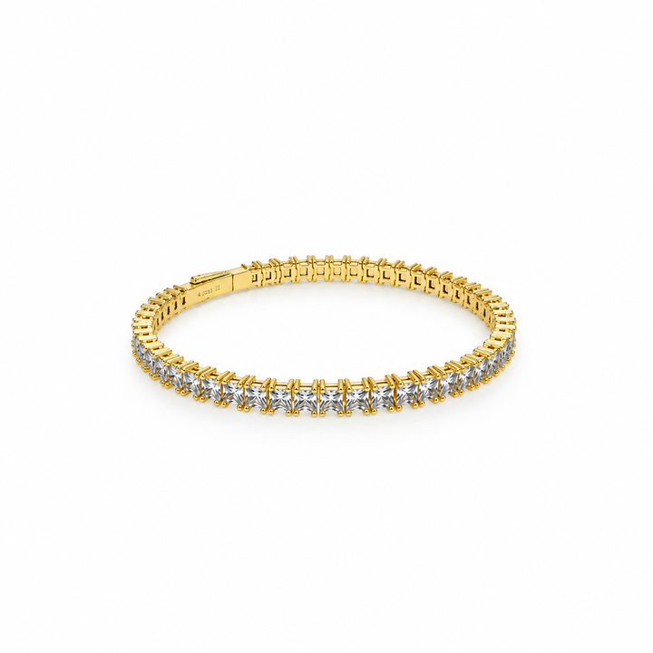 8.59 Ctw White Zircon Flex Bangle in Brass Yellow Gold
