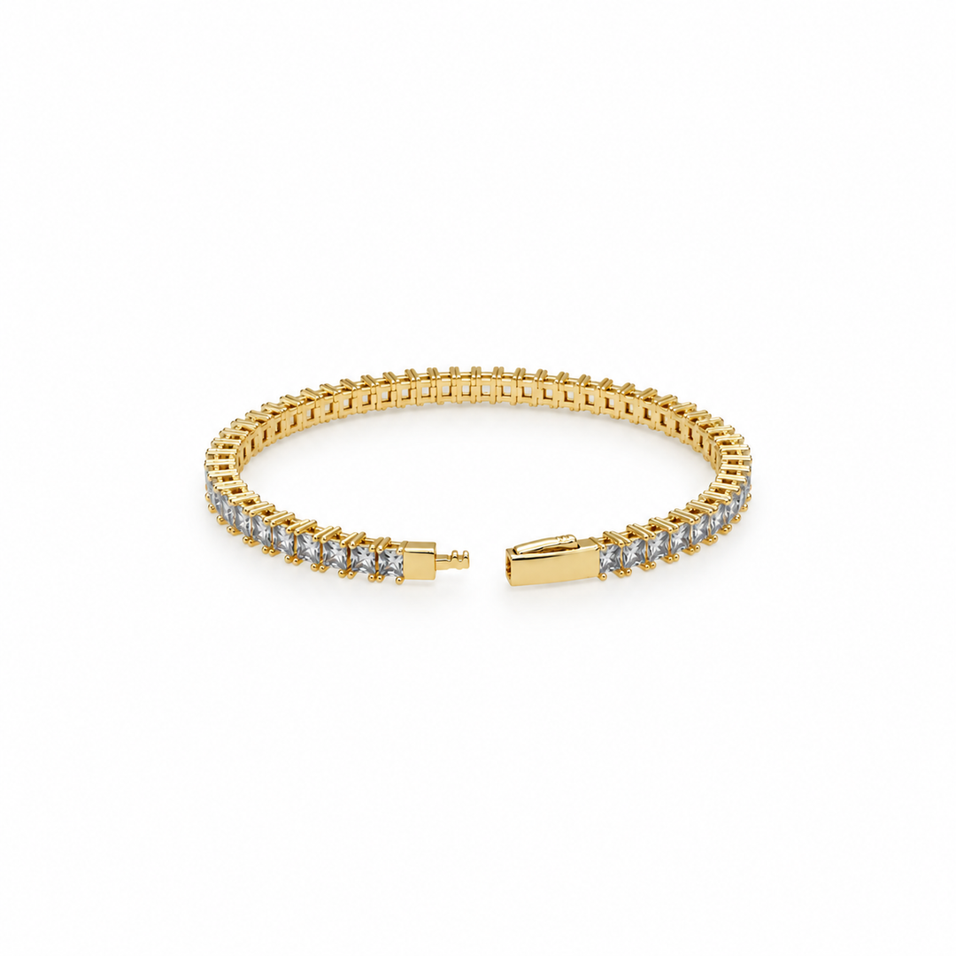 8.59 Ctw White Zircon Flex Bangle in Brass Yellow Gold