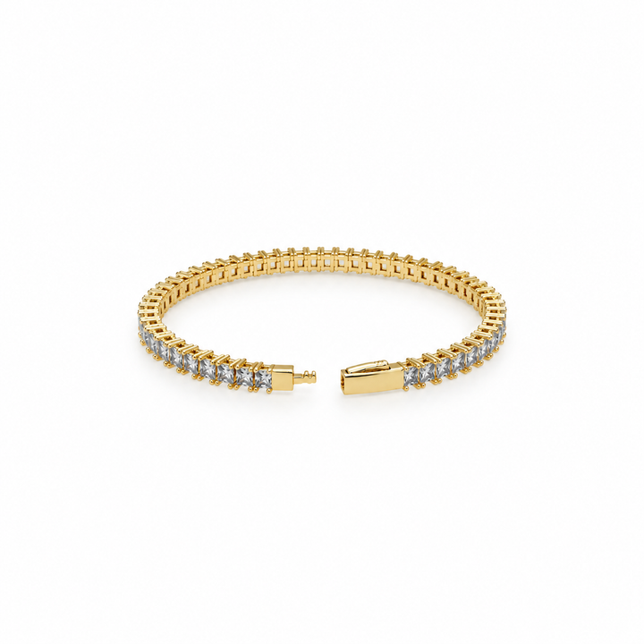 8.59 Ctw White Zircon Flex Bangle in Brass Yellow Gold