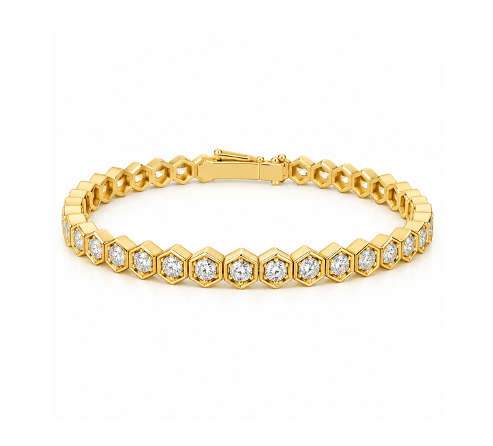 3.50 Ctw Lab Grown Diamond Flex Bangle in 925 Yellow Gold Plated