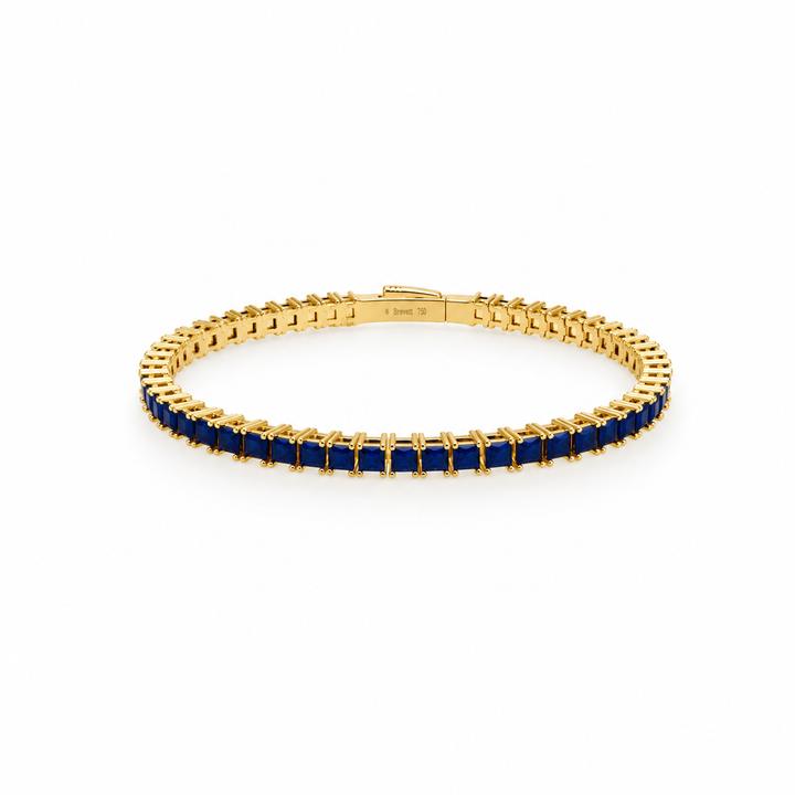 8.59 Ctw Blue Zircon Flex Bangle in Brass Yellow Gold