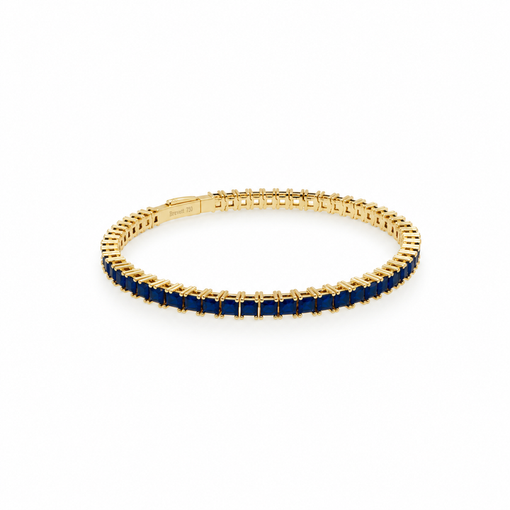 8.59 Ctw Blue Zircon Flex Bangle in Brass Yellow Gold