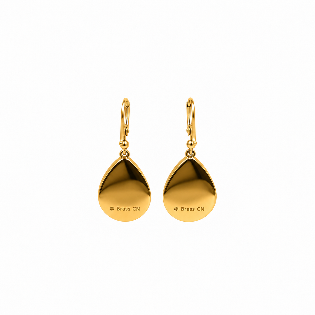 13.10 Blue Color Drusy Pear Shape Earring in Brass