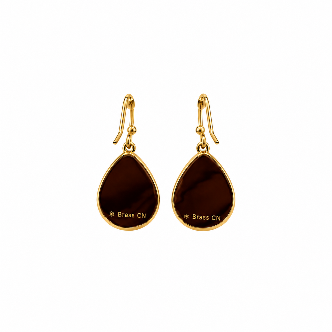 13.00 Purple Color Drusy Pear Shape Earring in Brass