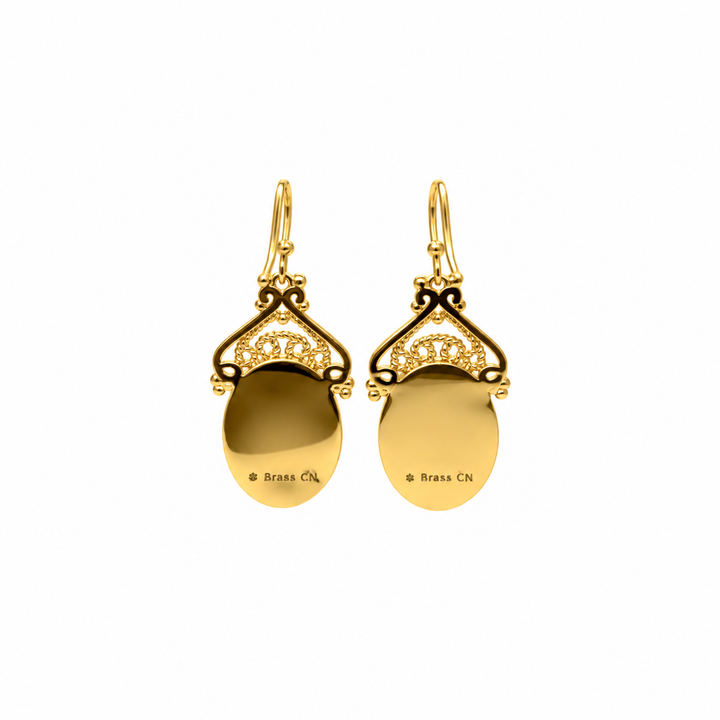 14.50  White Color Drusy Oval Shape Earring in Brass