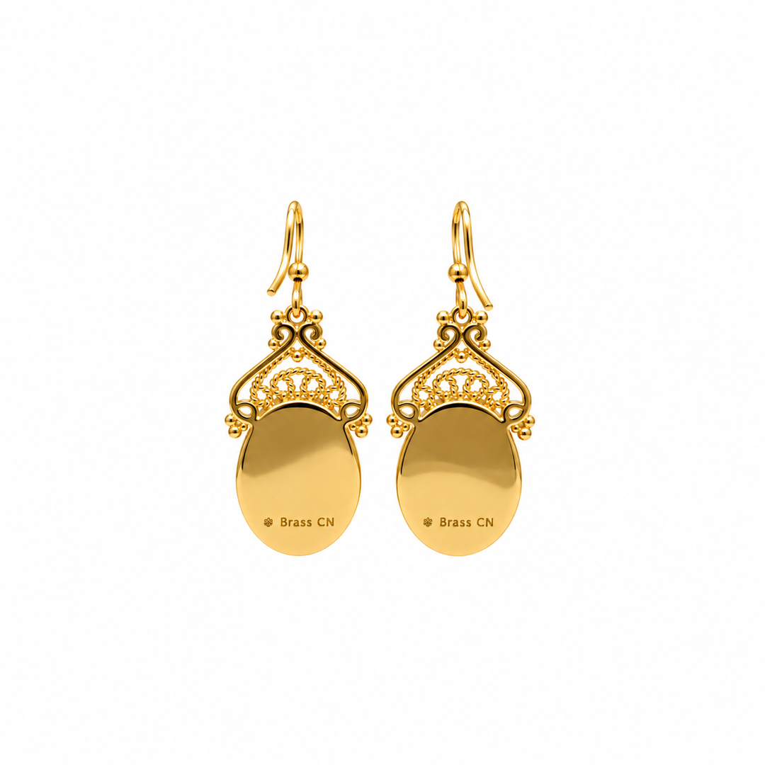 14.40  Purple Color Drusy Oval Shape Earring in Brass