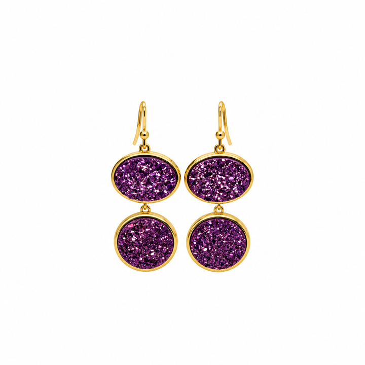 30.20  Purple Color Drusy Earring in Brass