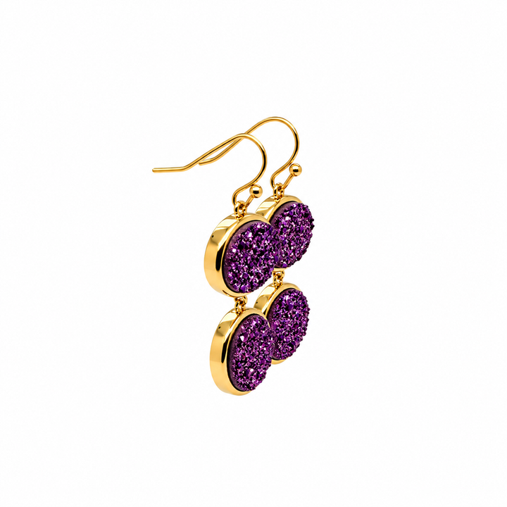 30.20  Purple Color Drusy Earring in Brass